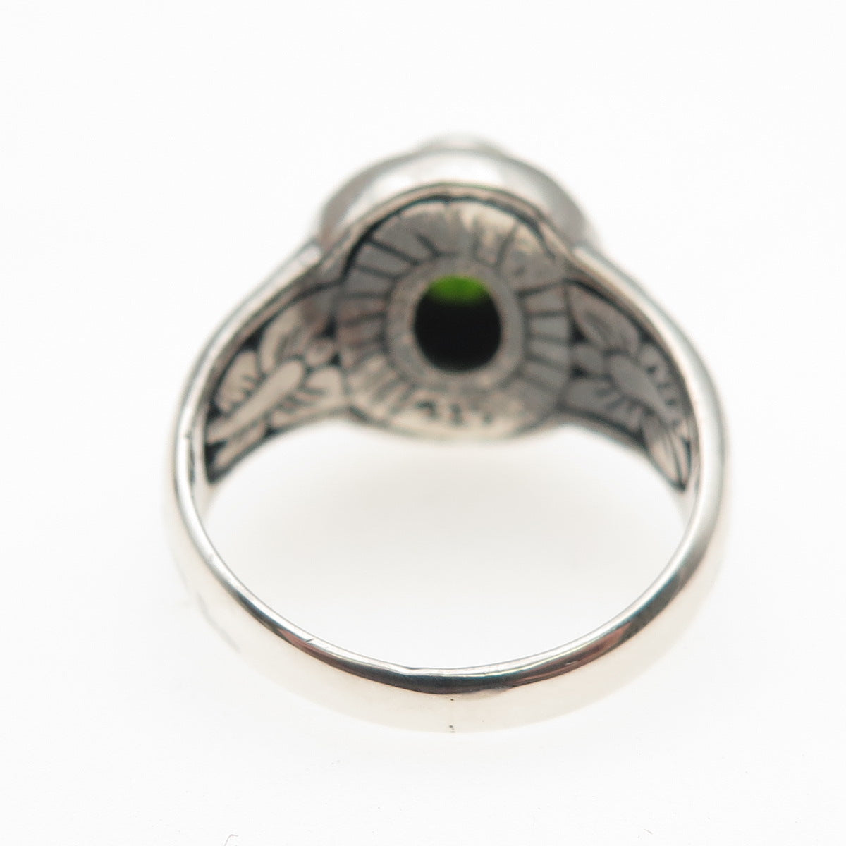 925 Sterling Silver Vintage Real Peridot Butterfly Ring Size 7.25