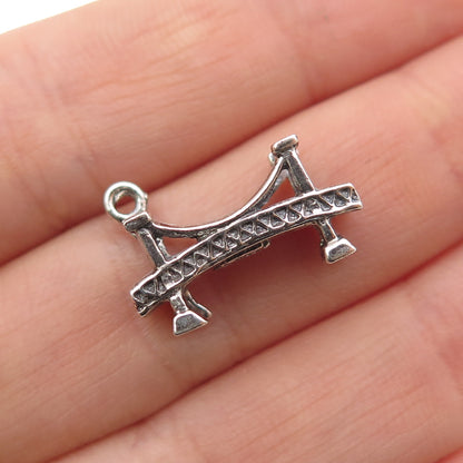 BEAU 925 Sterling Silver Vintage St. Lawrence Seaway Bridge Mini 3D Pendant