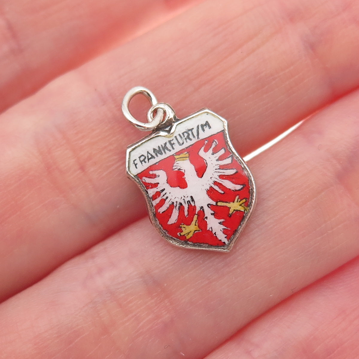 Fritz Reu & Co. 800 Silver Vintage Enamel Frankfurt am Main Mini Charm Pendant