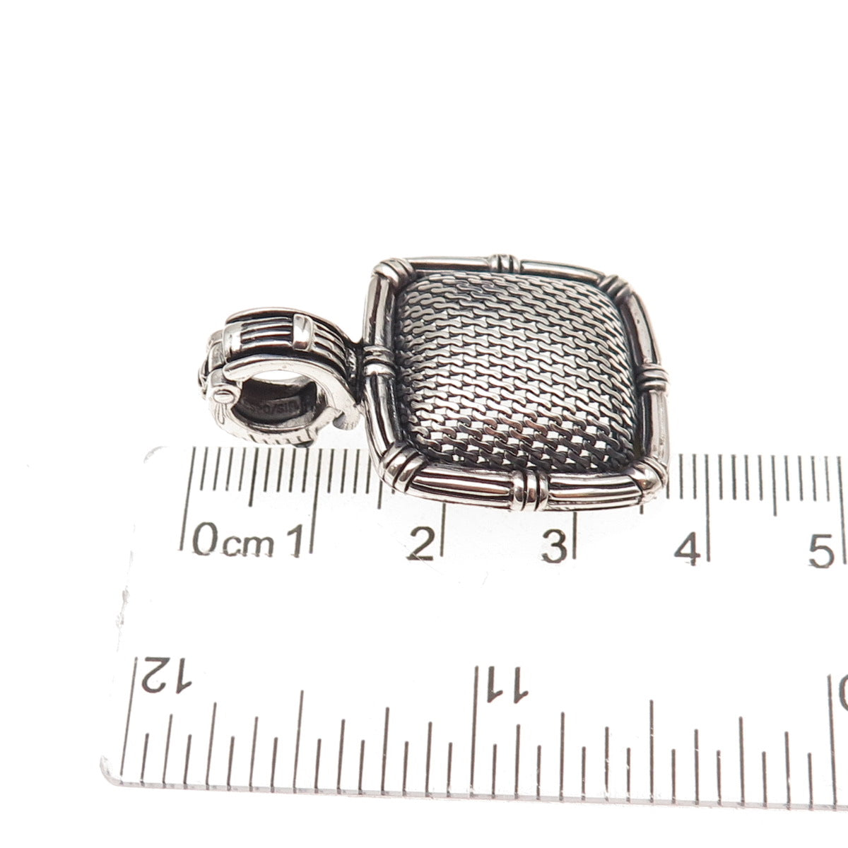 Joseph Esposito 925 Sterling Silver Vintage Mesh Oxidized Charm Pendant