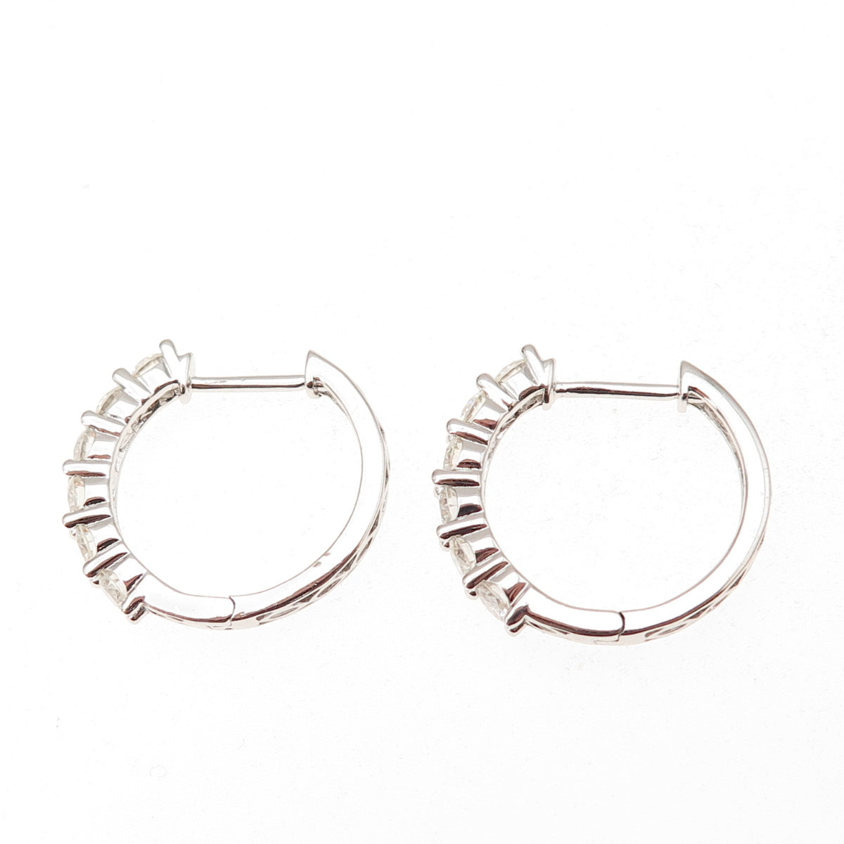 925 Sterling Silver Real Round-Cut Moissanite Hoop Earrings