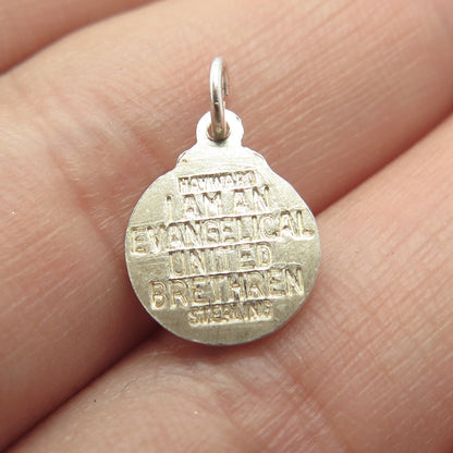 925 Sterling Silver Vintage "Forward with Christ" Religious Charm Pendant