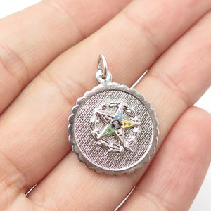 GRIFFITH & SONS CO 925 Sterling Silver Vintage Enamel Masonic Star Pendant