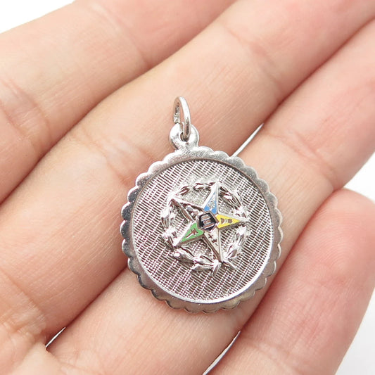 GRIFFITH & SONS CO 925 Sterling Silver Vintage Enamel Masonic Star Pendant