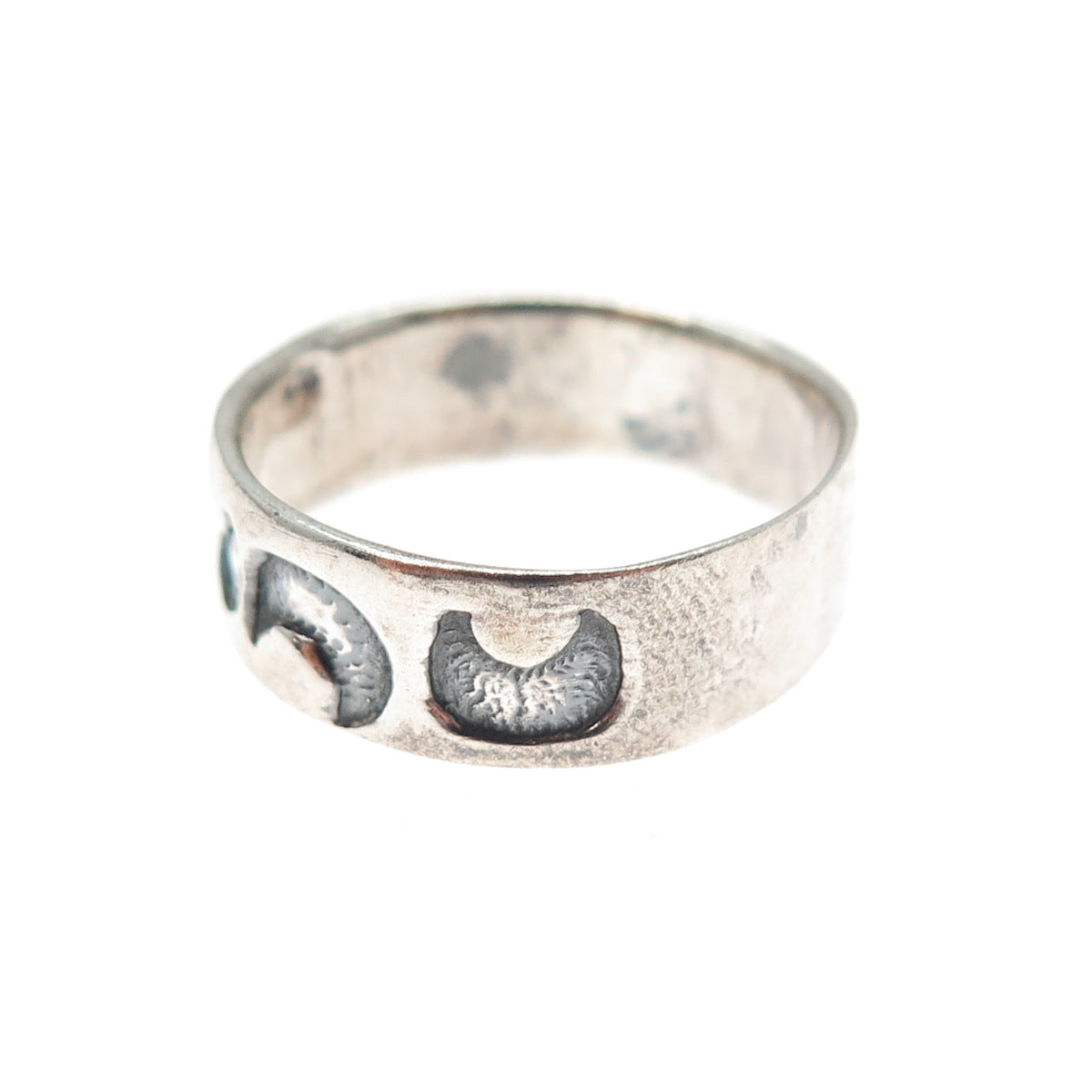 925 Sterling Silver Vintage Crescent Moon Band Ring Size 9.25
