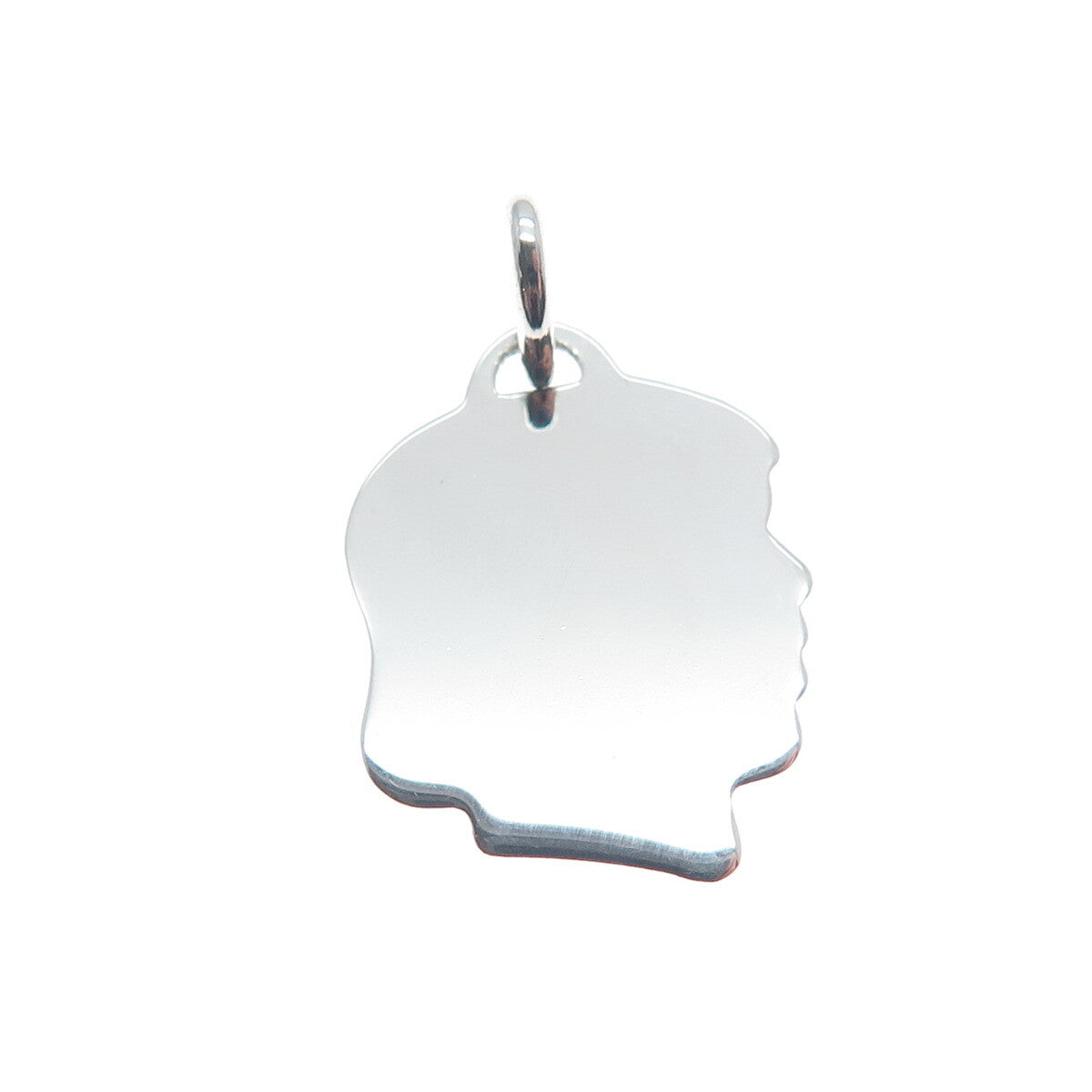 A & Z 925 Sterling Silver Vintage Girl's Face Profile Minimalist Charm Pendant