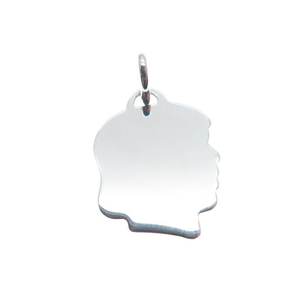 A & Z 925 Sterling Silver Vintage Girl's Face Profile Minimalist Charm Pendant