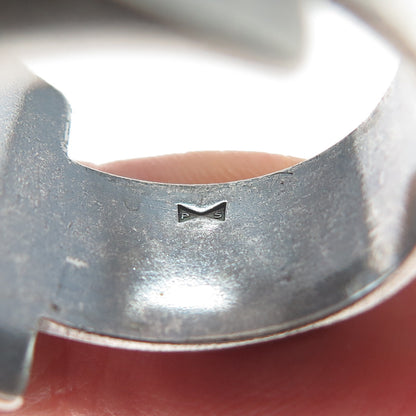 925 Sterling Silver Vintage 2003 PS London Modernist Oxidized Ring Size 11
