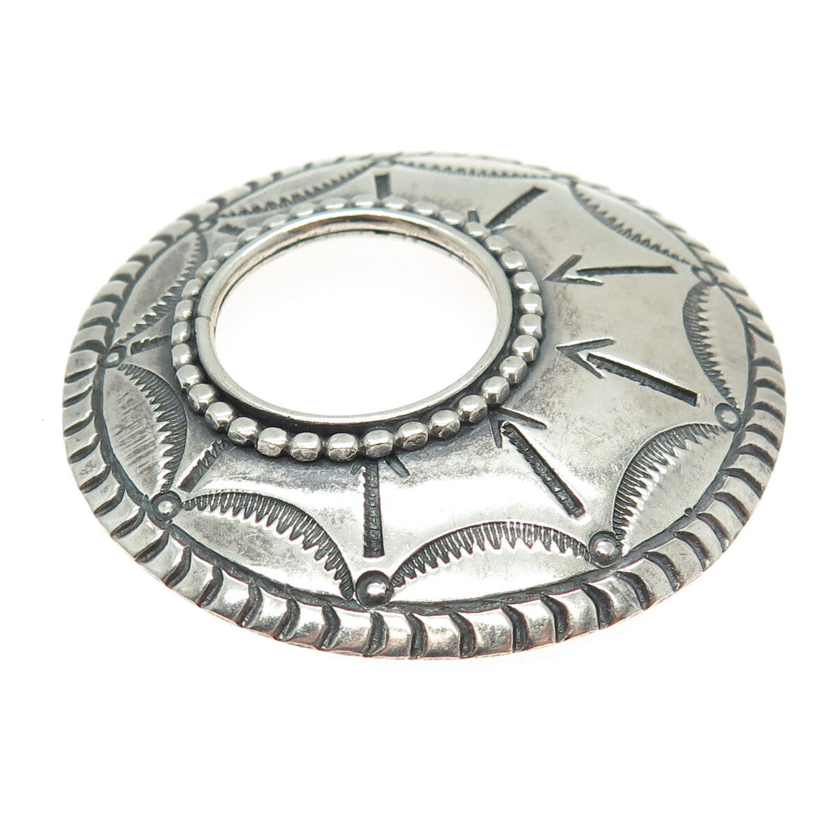 Old Pawn Sterling Silver Vintage Southwestern Crescent Arrow Oxidized Pin Brooch