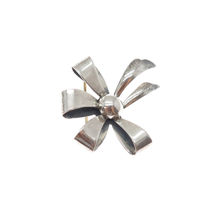 DANECRAFT 925 Sterling Silver Antique Art Deco Ribbon Bow Oxidized Pin Brooch