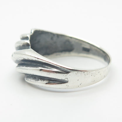 925 Sterling Silver Vintage Ribbed Ring Size 7.75