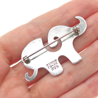 925 Sterling Silver Vintage Mexico Modernist Elephant Pin Brooch