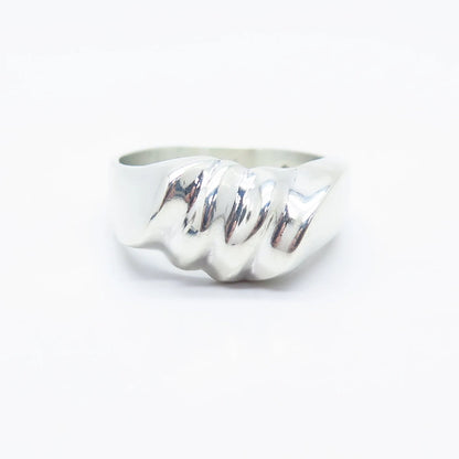 925 Sterling Silver Vintage Mexico Ribbed Ring Size 9