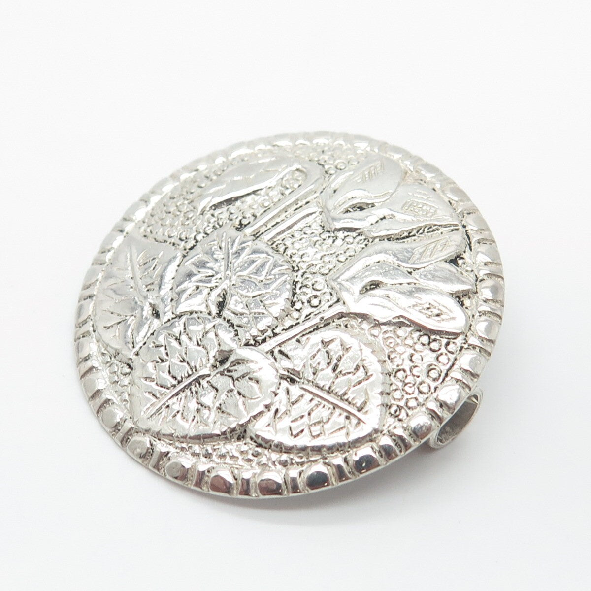 800 Silver Vintage Floral Leaf Pin Brooch
