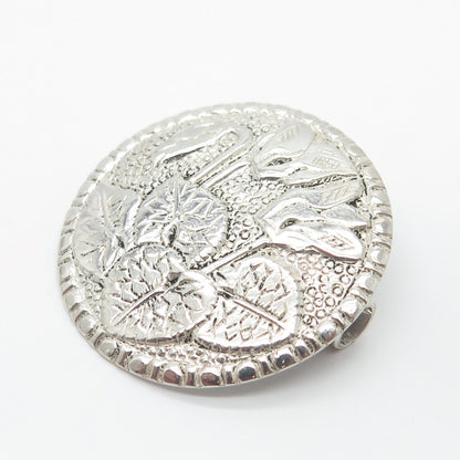 800 Silver Vintage Floral Leaf Pin Brooch