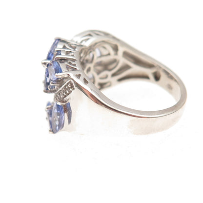Chuck Clemency 925 Sterling Silver Real Tanzanite & White Topaz Ring Size 8.25