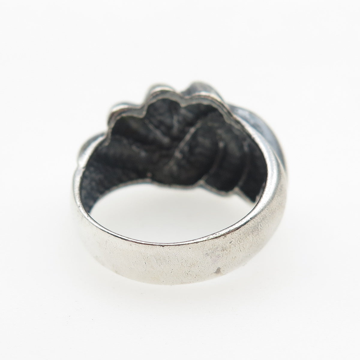 925 Sterling Silver Vintage Modernist Ribbed Dome Oxidized Ring Size 6.25