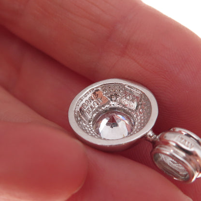 Itaor 925 Sterling Silver Italy Round-Cut C Z Charm Pendant