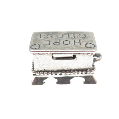 BEAU 925 Sterling Silver Vintage Hope Chest Box Minimalist Charm Pendant