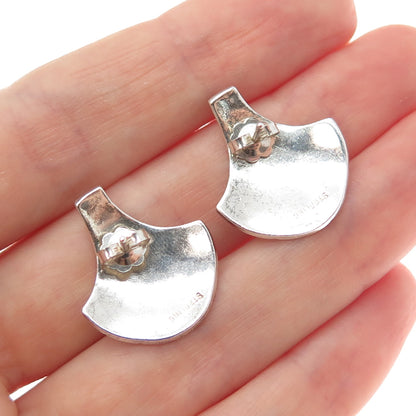 925 Sterling Silver Vintage Modernist Axe Oxidized Earrings