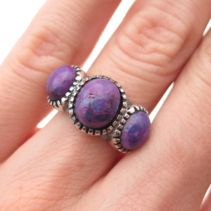 925 Sterling Silver Vintage Real Purple Mohave Turquoise Oxidized Ring Size 6