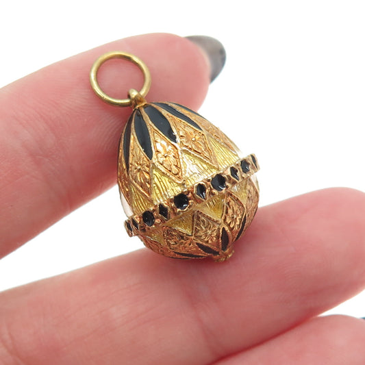 RAFKA Retired 925 Sterling Silver Vermeil Enamel Royal Easter Egg Charm Pendant