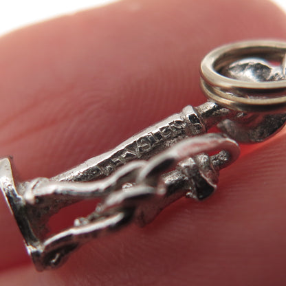 925 Sterling Silver Antique Art Deco Candlestick Phone 3D Mini Charm Pendant