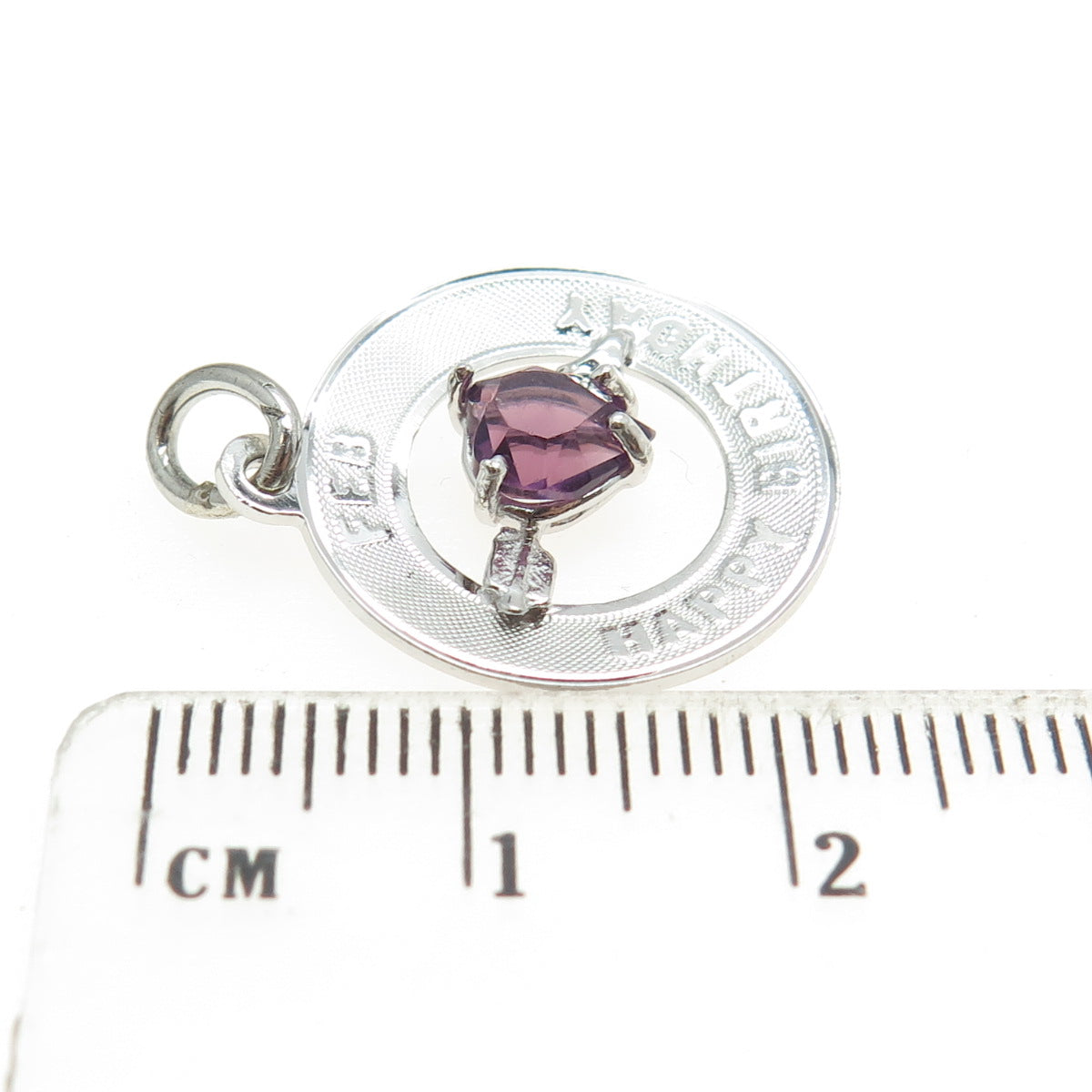 JEANOR 925 Sterling Silver Vintage Birthstone February Happy Birthday Pendant