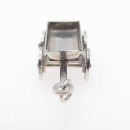 925 Sterling Silver Antique Wheelbarrow Gardening Minimalist 3D Charm Pendant
