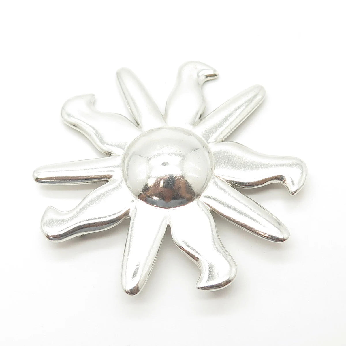 925 Sterling Silver Vintage Sun Pin Brooch / SIGNED "IC"
