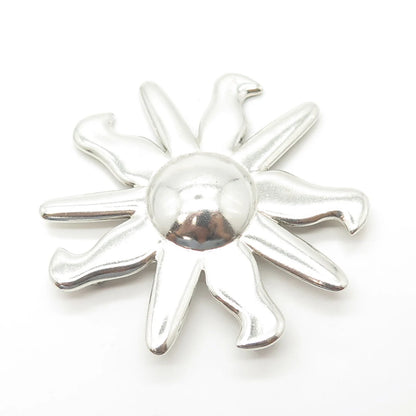 925 Sterling Silver Vintage Sun Pin Brooch / SIGNED "IC"