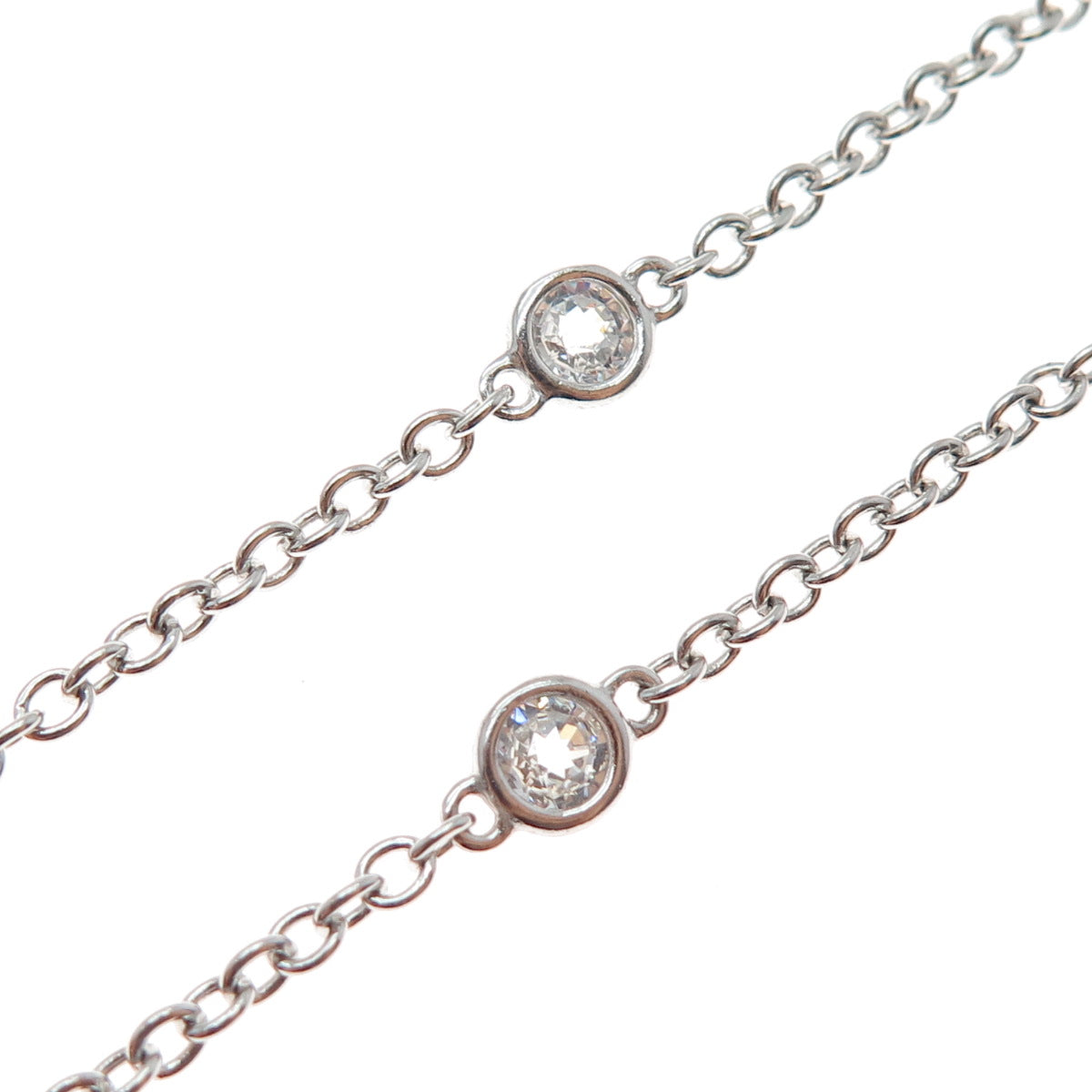 TACORI 925 Sterling Silver Round-Cut C Z By The Yard Station Chain Necklace 20"