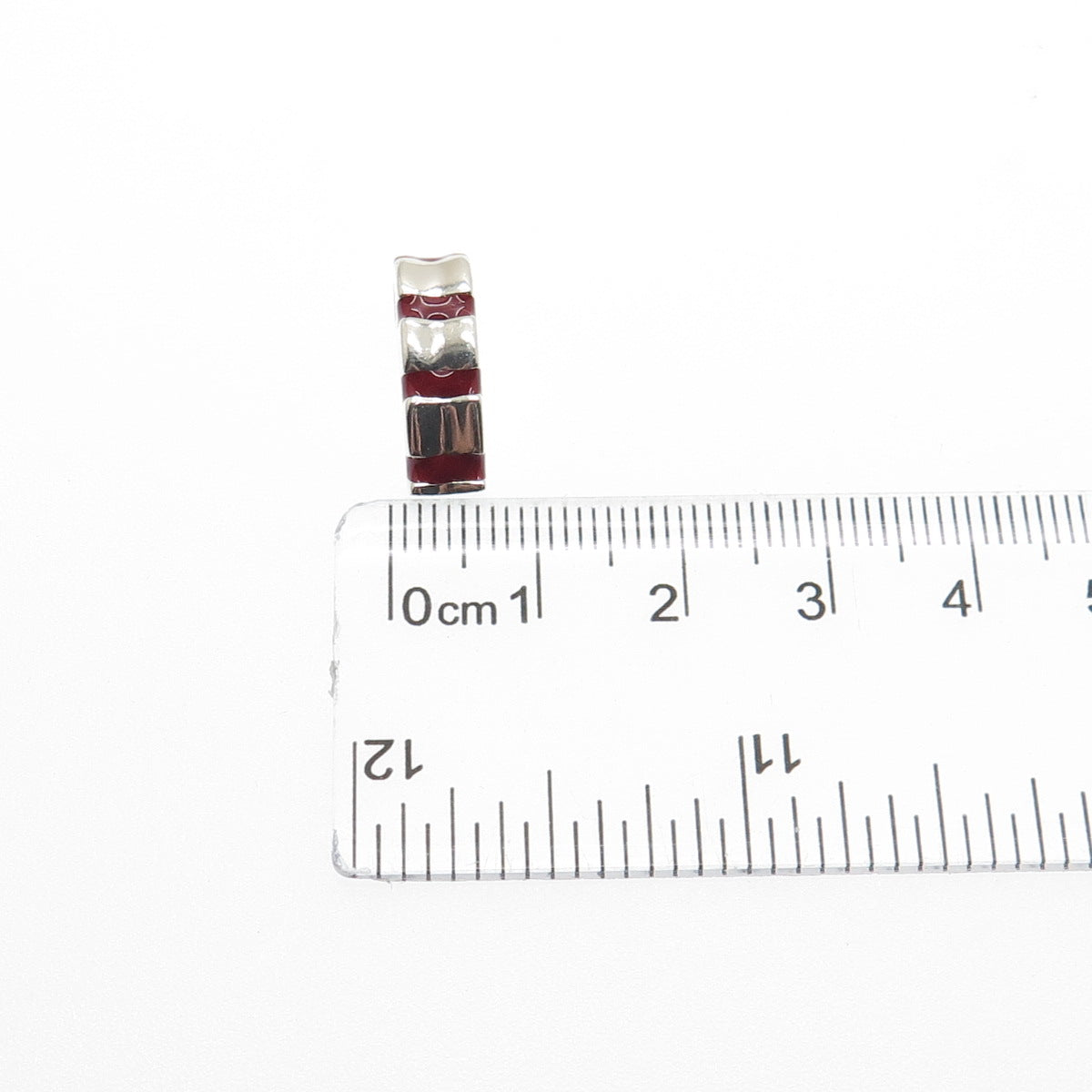 925 Sterling Silver Vintage Enamel Candy Cane Minimalist Slide Charm Pendant