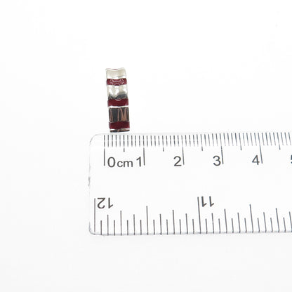 925 Sterling Silver Vintage Enamel Candy Cane Minimalist Slide Charm Pendant