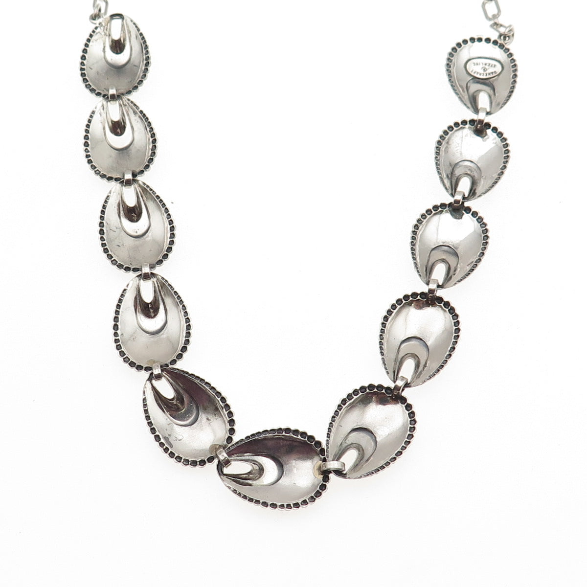 DANECRAFT 925 Sterling Silver Antique Art Deco Seashell Chain Necklace 14-16"