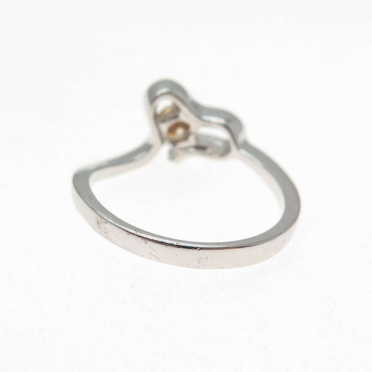 925 Sterling Silver Round-Cut Champagne C Z Modernist Heart Ring Size 7.75