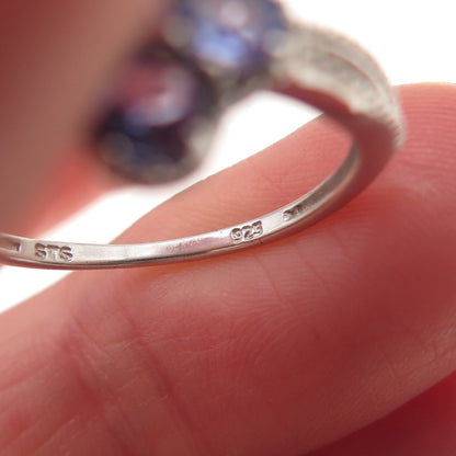 Chuck Clemency 925 Sterling Silver Real Tanzanite Floral Ring Size 8