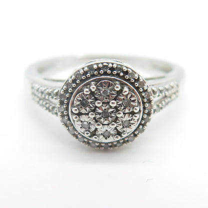 SK9 Allure Gems 925 Sterling Silver Real Round-Cut Diamond Ring Size 7.25