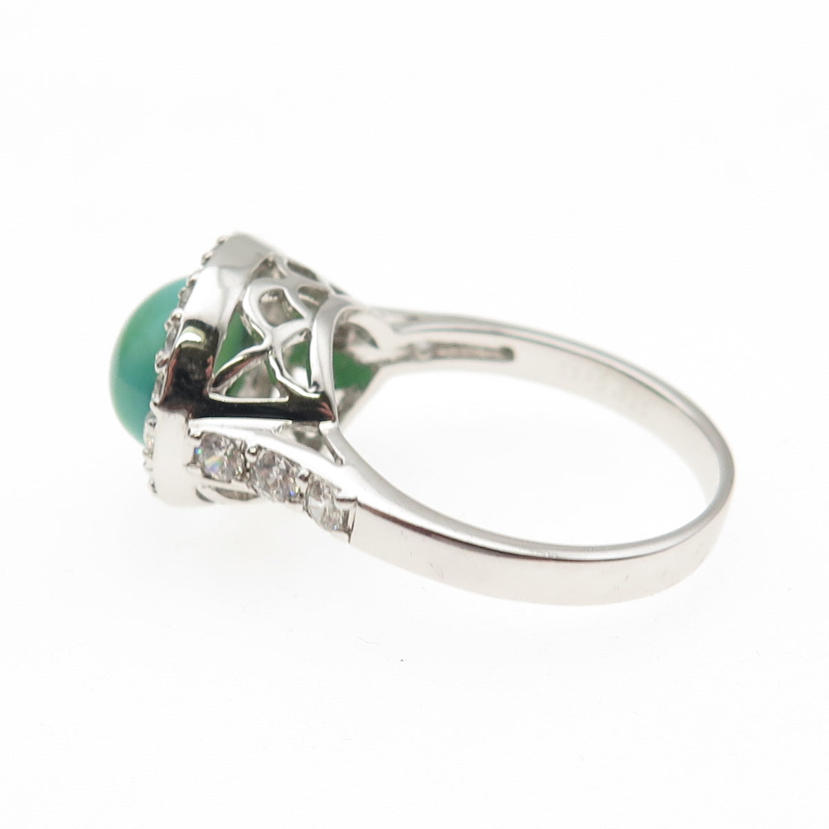ESPO Joseph Esposito 925 Sterling Silver Real Turquoise & C Z Ring Size 10