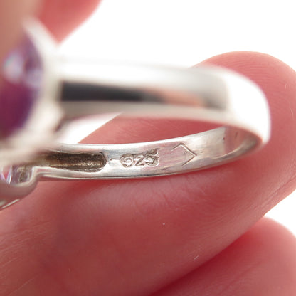 925 Sterling Silver Purple & White C Z Ring Size 7