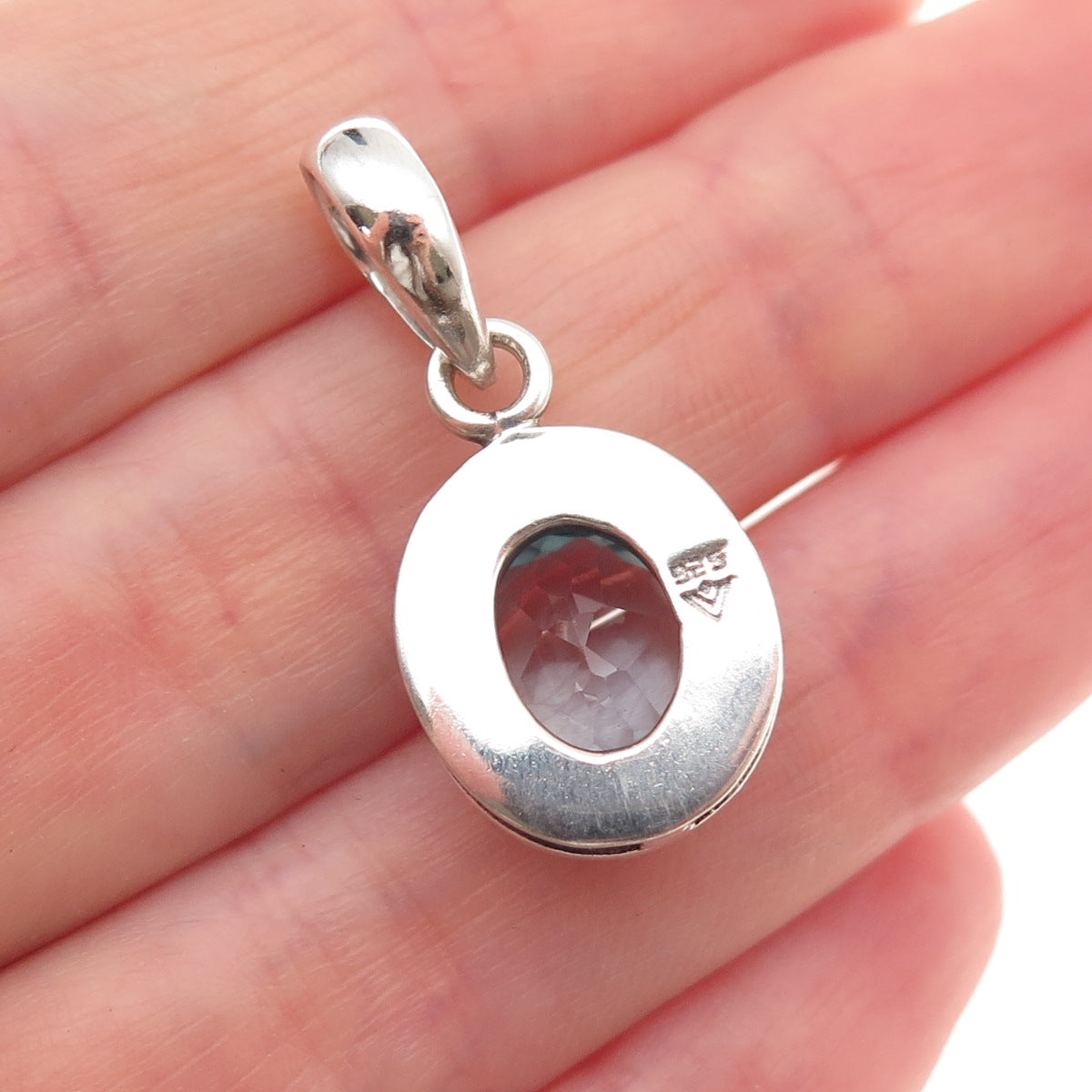 Silpada 925 Sterling Silver Vintage Real Oval-Cut Blue Topaz Charm Pendant