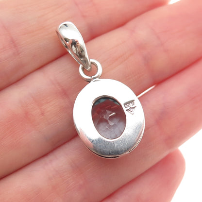 Silpada 925 Sterling Silver Vintage Real Oval-Cut Blue Topaz Charm Pendant