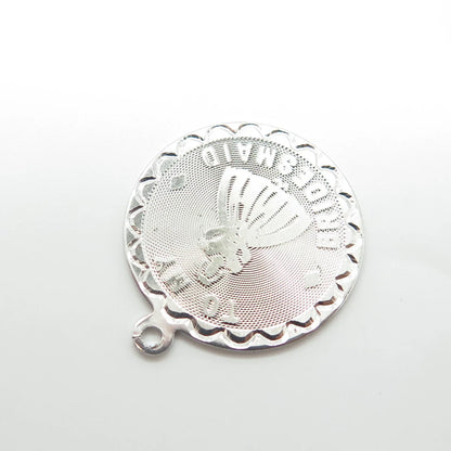 925 Sterling Silver Vintage "To My Bridesmaid" Round Charm Pendant