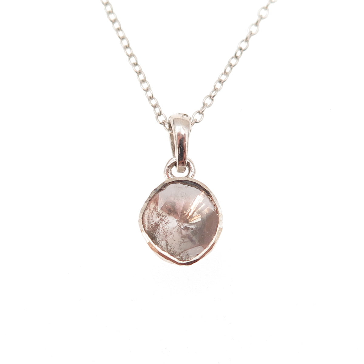 D'Joy 925 Sterling Silver Real Rose-Cut Diamond Cable Chain Necklace 18"
