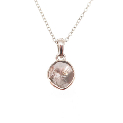 D'Joy 925 Sterling Silver Real Rose-Cut Diamond Cable Chain Necklace 18"