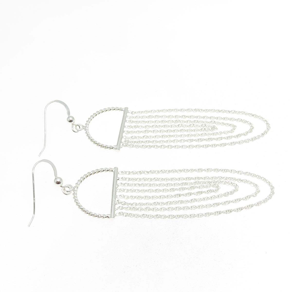 925 Sterling Silver Singapore Chain Chandelier Earrings