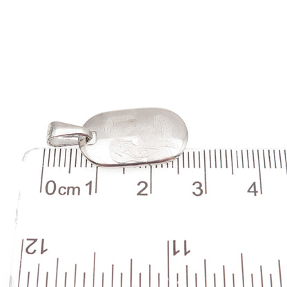 925 Sterling Silver Italy Engraved Baptism Charm Pendant