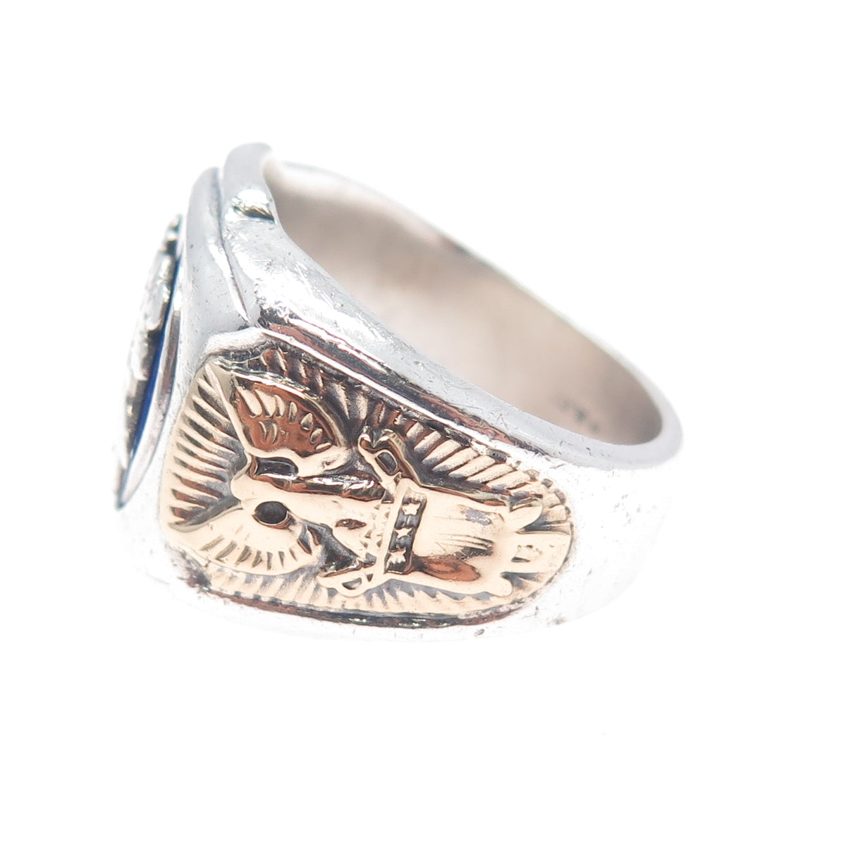 Plainville Stock 10K Gold Sterling Vintage Enamel US Coast Guard Ring Size 10.5