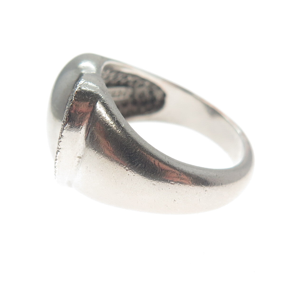 925 Sterling Silver Vintage Modernist Dome Heart Ring Size 7
