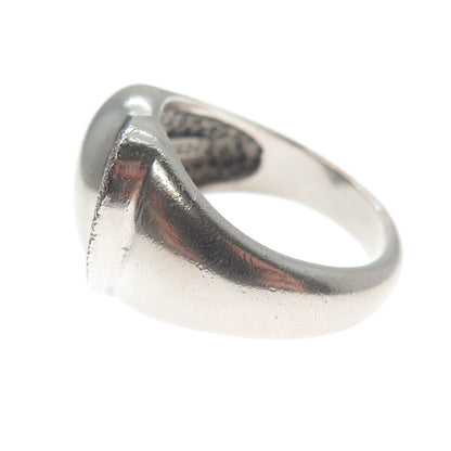 925 Sterling Silver Vintage Modernist Dome Heart Ring Size 7